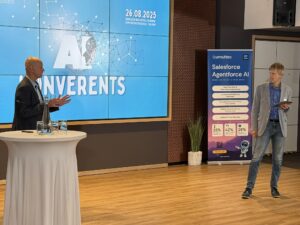 Ando Uus esinemas Äripäeva AI praktikute aastakonverentsil 2025, jagades teadmisi tehisintellekti kasust ettevõtetele.